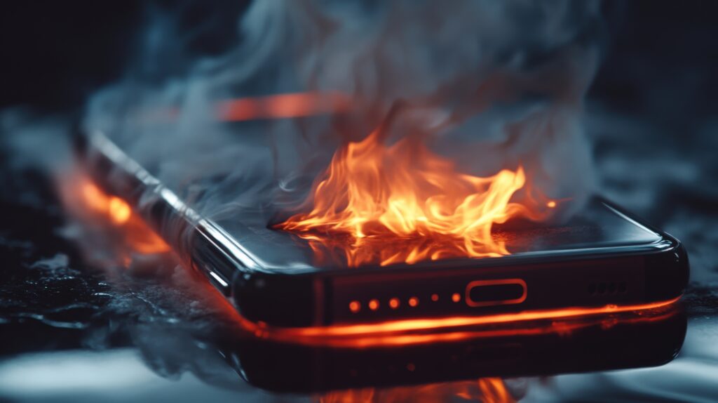brennendes Smartphone